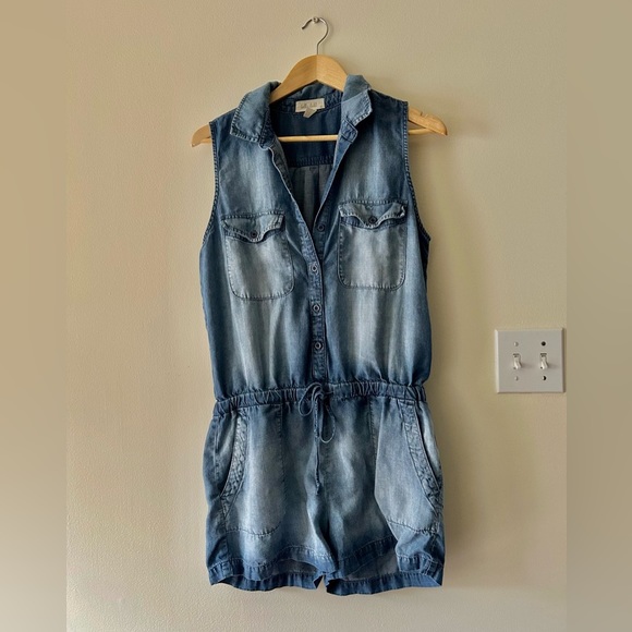 Bella Dahl Pants - BELLA Dahl denim jean romper size M blue